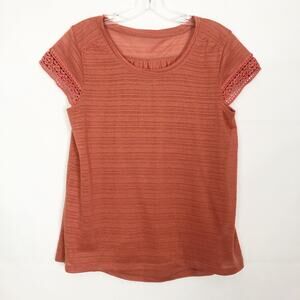 Nine West Vintage America Crochet Scoop Neck Top Size Small